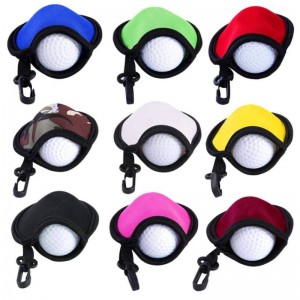 กันน้ำสีดำ Neoprene Golf Golf Washer Pouch Golf Ball Cleaning Pouch กระเป๋าทำความสะอาดพร้อมคลิป