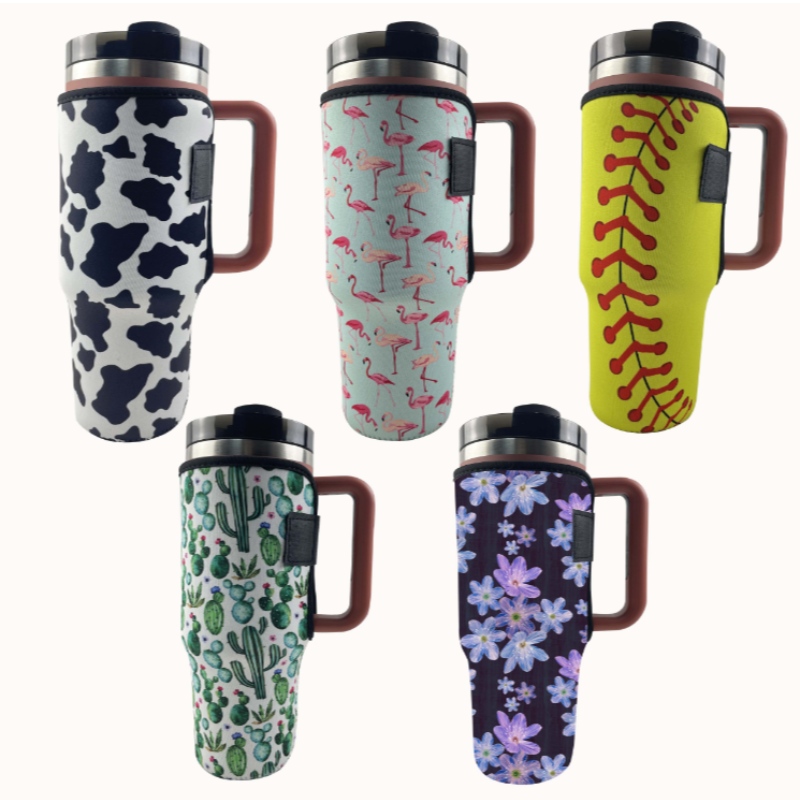 การระเหิดที่กำหนดเองพิมพ์ Leopard Cow Print Neoprene Tumbler ที่วางไว้สำหรับถ้วย 40 ออนซ์