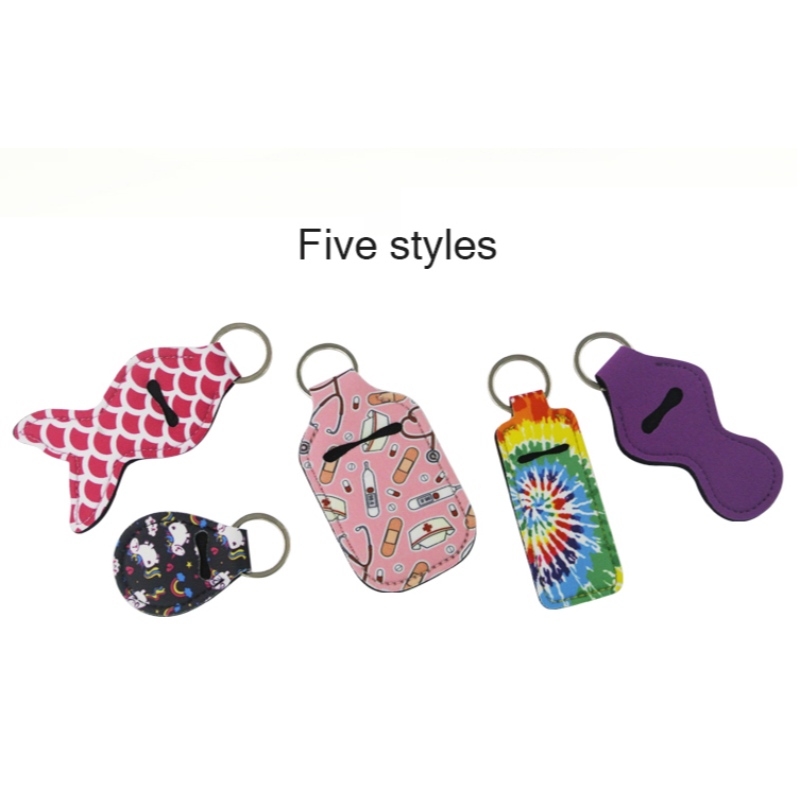 การระเหิดที่กำหนดเองที่กำหนดเอง Lip Balm Neoprene Chapstick Holders Keychain